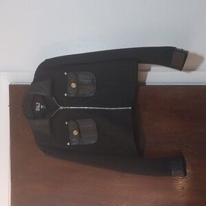 B&J CROPPED JACKET W/LEATHER TRIMING.